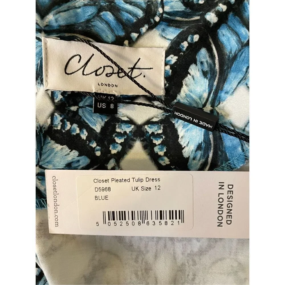 NWT Closet London Cotton‎ Tulip dress in blue, Size 8 - Picture 7 of 8